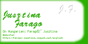jusztina farago business card